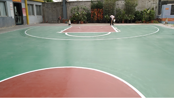 佛山安亿纳米材料有限公司选用地卫士篮球场地坪工程
