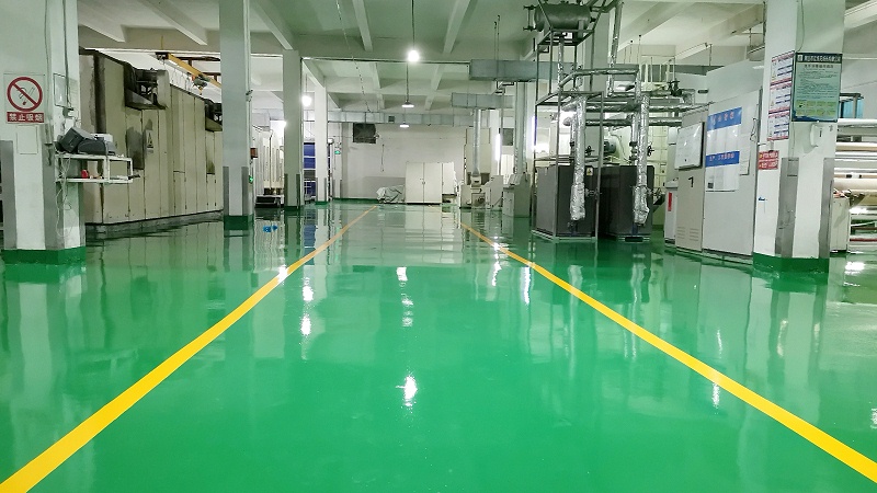 广东美登新材料纸业有限公司工厂车间“地卫士”滚面耐压砂浆型环氧地坪漆完工图