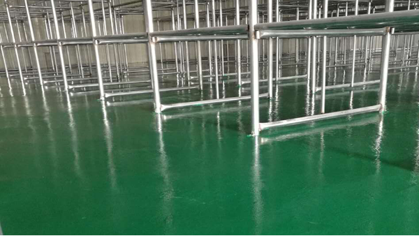 广州市天思纺织品有限公司选用地卫士耐压砂浆型环氧地坪漆工程